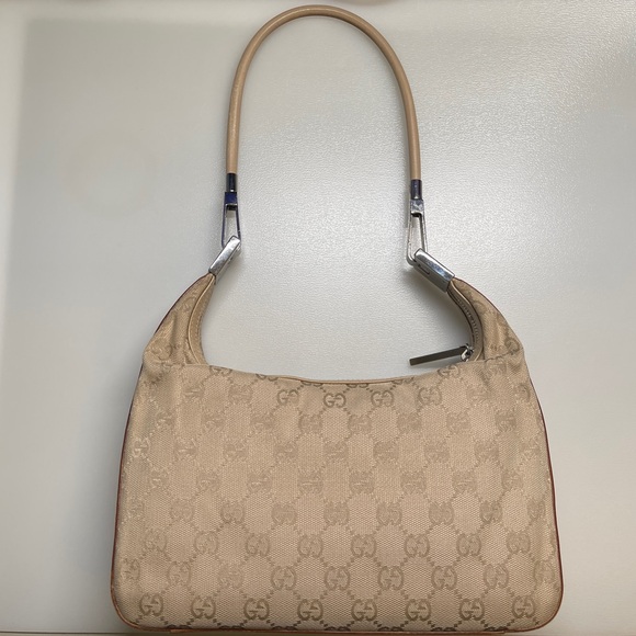Gucci GG Canvas hobo Shoulder Bag Beige brown handbag - Picture 2 of 13